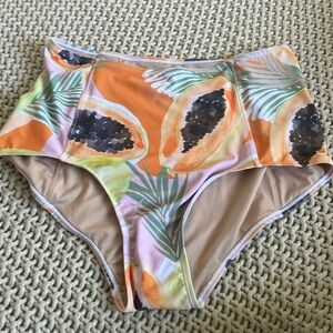 Kortni Jeane papaya high waisted swim bottom